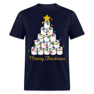 Funny Merry Quarantine Christmas Toilet Paper shirt Xmas Family T-Shirt - navy