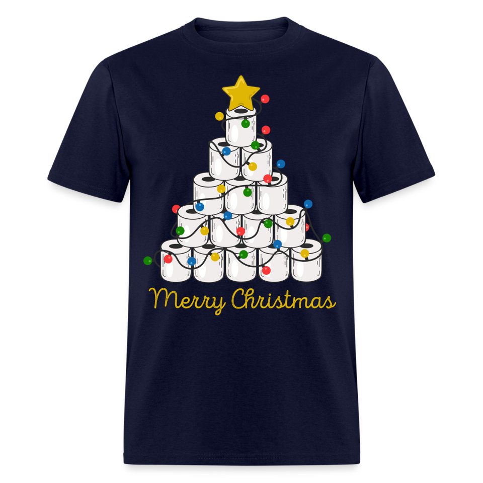 Funny Merry Quarantine Christmas Toilet Paper shirt Xmas Family T-Shirt - navy