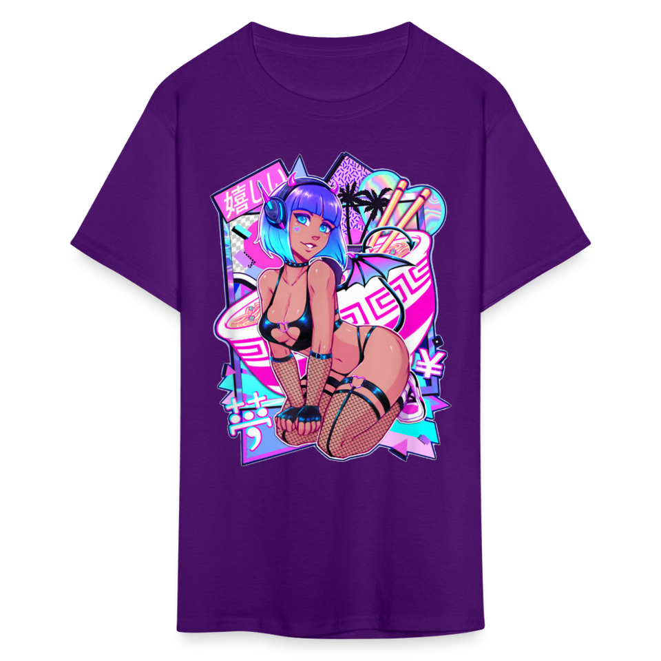 Pretty Anime Cute Demon shirt Sexy Devil Girl Ahegao Hentai Ecchi T-Shirt - purple