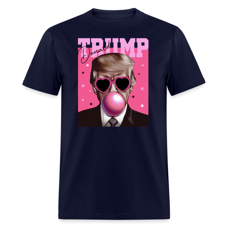 Trump Pink Bubblegum Funny T-Shirt - navy