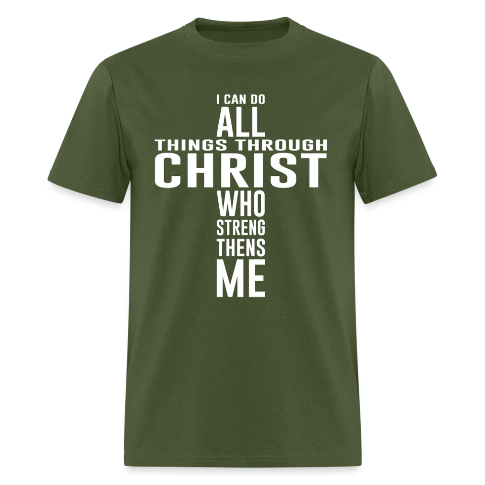 I can do all things through christ shirt Catholic Religious Lord Jesus T-Shirt - military green