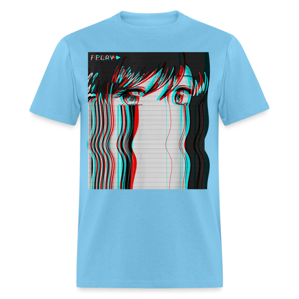 Vaporwave Aesthetic Sad Anime Girl Retro Eboy Egirl Harajuku T-Shirt - aquatic blue