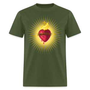 The Sacred Heart of Jesus Christ Shirt Religious Catholic T-shirt Size S-6XL - military green