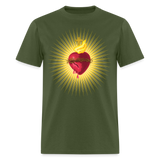 The Sacred Heart of Jesus Christ Shirt Religious Catholic T-shirt Size S-6XL - military green