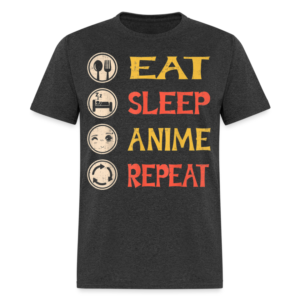 Eat Sleep Anime Repeat shirt Funny Anime Lovers T Shirt Gift T-Shirt size S-6XL - heather black