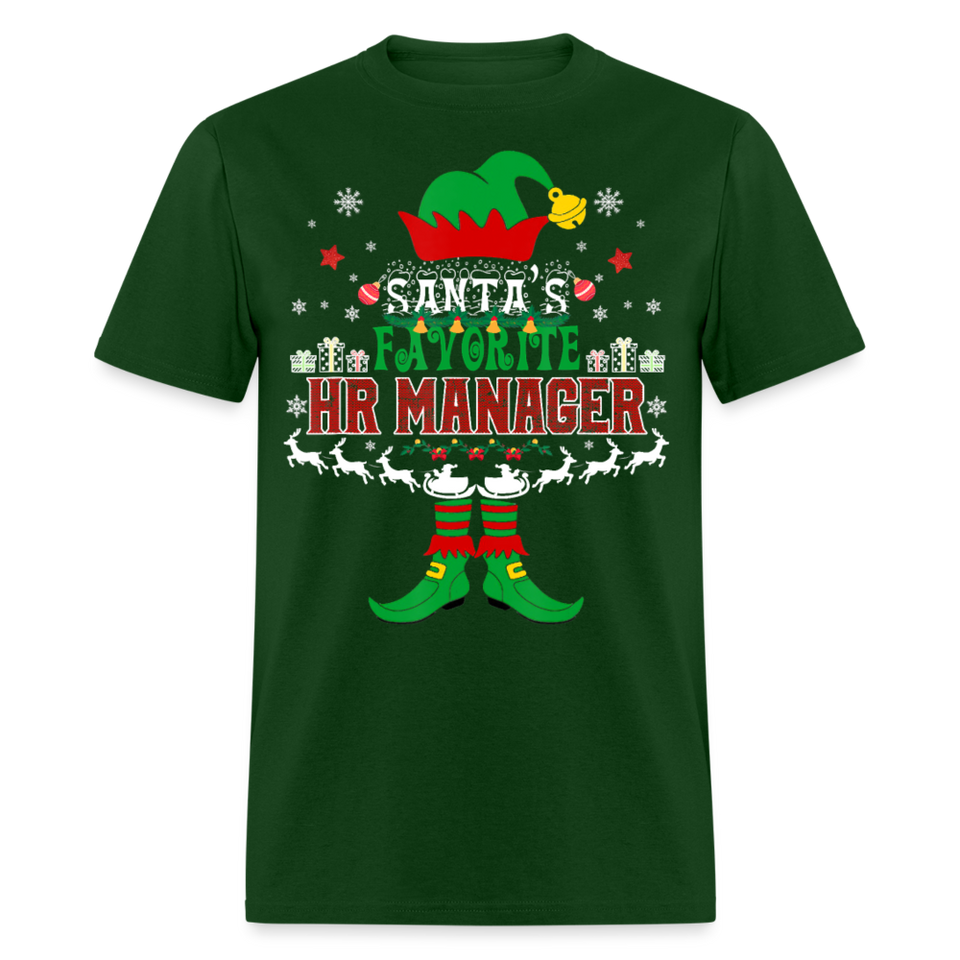 Santa's Favorite HR Manager Elf shirt Christmas human resources T-Shirt - forest green