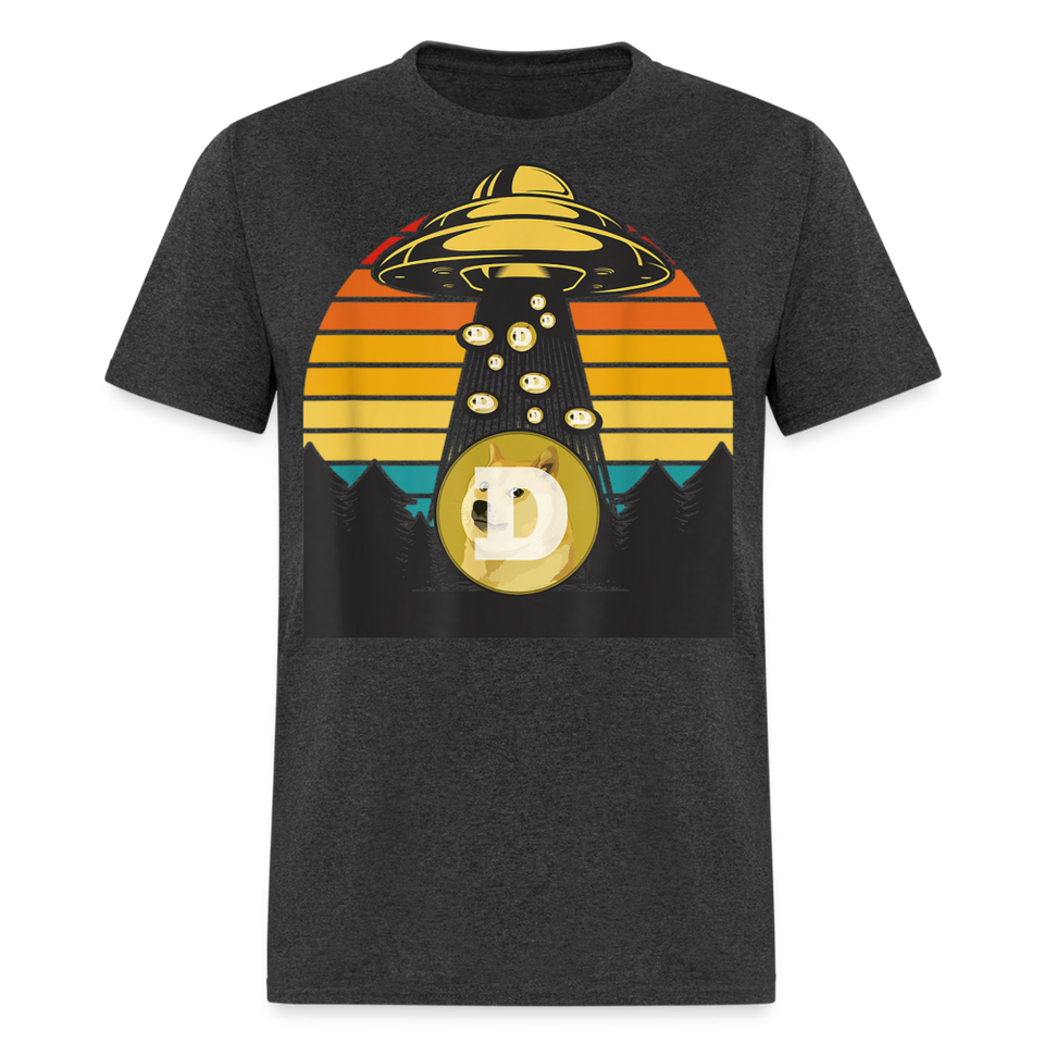Dogecoin To the Moon shirt Doge HODL Rocket Crypto Meme UFO T-Shirt Size S-6XL - heather black