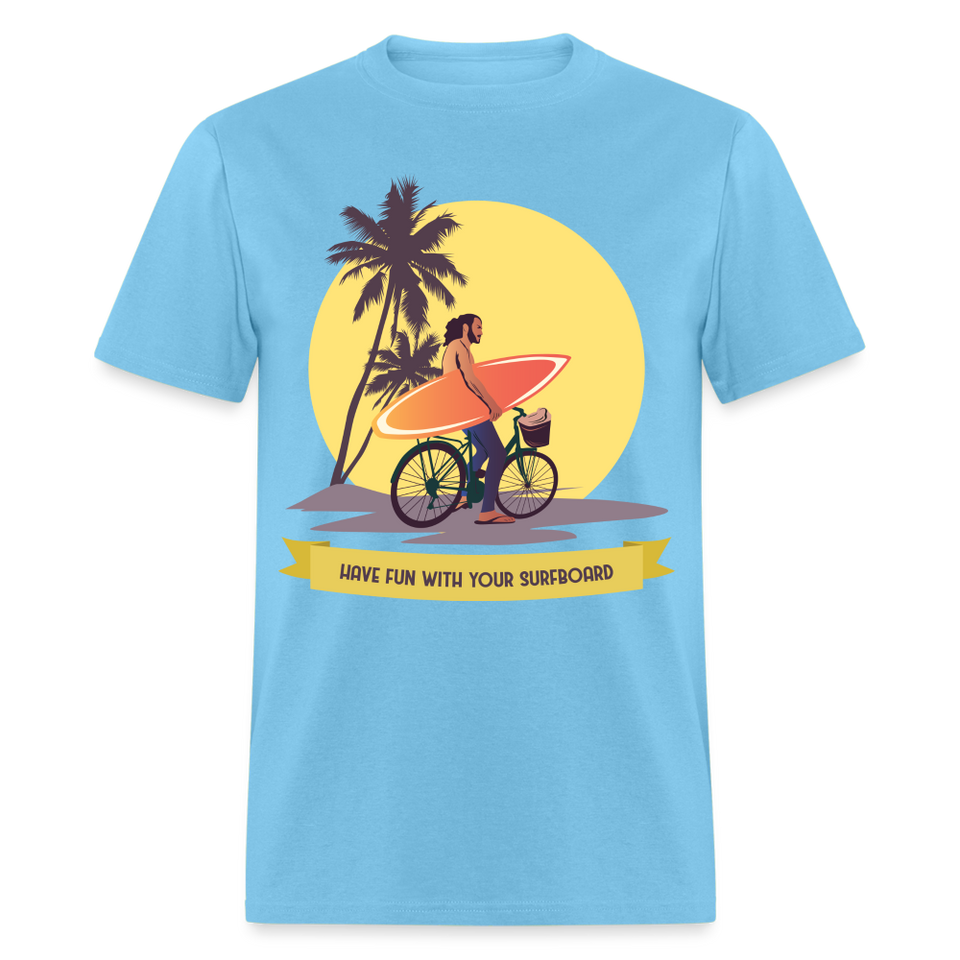 Have Fun with Your Surfboard shirt Surfing Summer Sunset T-Shirt Size S-6XL - aquatic blue