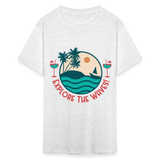 Explore the Waves shirt Surfboard Surfing Ocean Sunset Boat Wine T-Shirt S-6XL - light heather gray