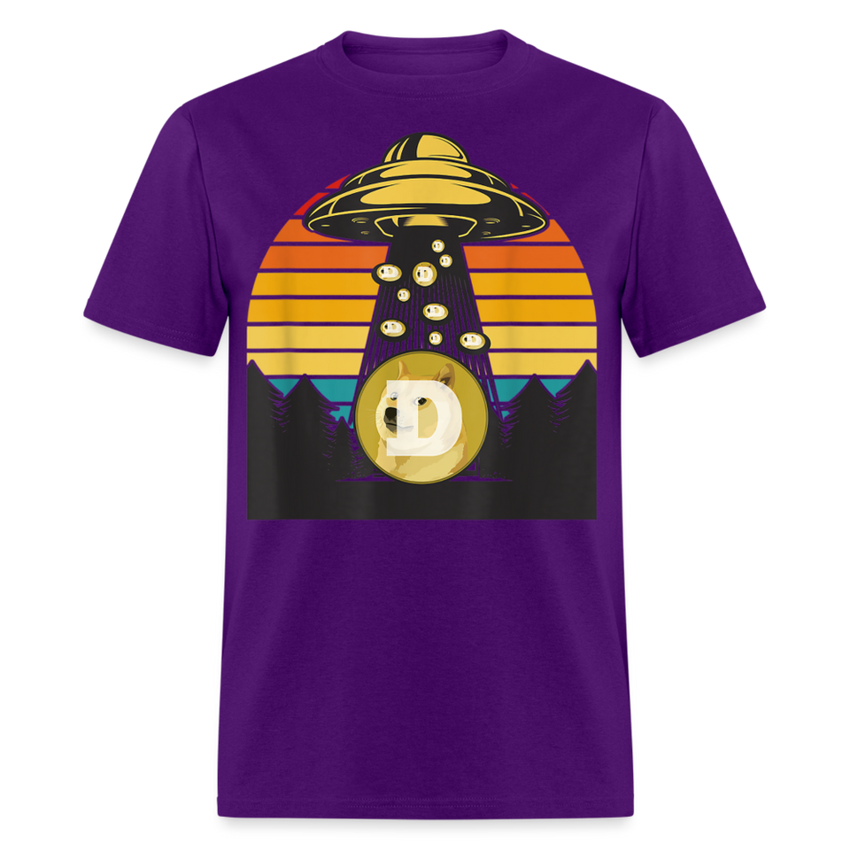 Dogecoin To the Moon shirt Doge HODL Rocket Crypto Meme UFO T-Shirt Size S-6XL - purple