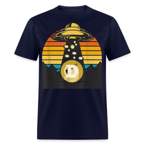 Dogecoin To the Moon shirt Doge HODL Rocket Crypto Meme UFO T-Shirt Size S-6XL - navy