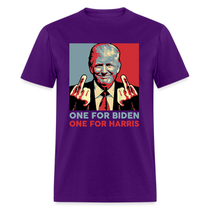 One for Biden One for Harris shirt Funny Trump Middle Finger Anti-Biden T-shirt - purple