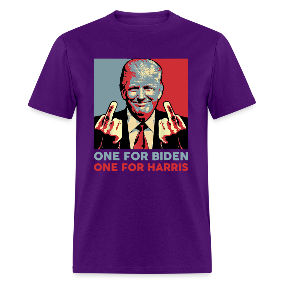 One for Biden One for Harris shirt Funny Trump Middle Finger Anti-Biden T-shirt - purple