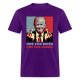 One for Biden One for Harris shirt Funny Trump Middle Finger Anti-Biden T-shirt - purple