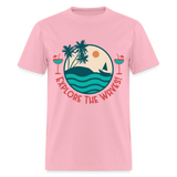 Explore the Waves shirt Surfboard Surfing Ocean Sunset Boat Wine T-Shirt S-6XL - pink