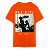 Sad Anime Emo Girl - Japanese Aesthetic Vaporwave Anime Otaku Sadness T-Shirt - orange