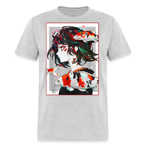 Anime Girl Cute Japanese Aesthetic shirt Anime Tee Otaku Fish Waifu Gift T-Shirt - heather gray