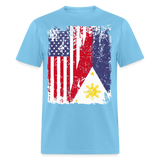 Pinoy USA shirt I Love Filipino American Flag Grunge Vintage T-Shirt Size S-6XL - aquatic blue
