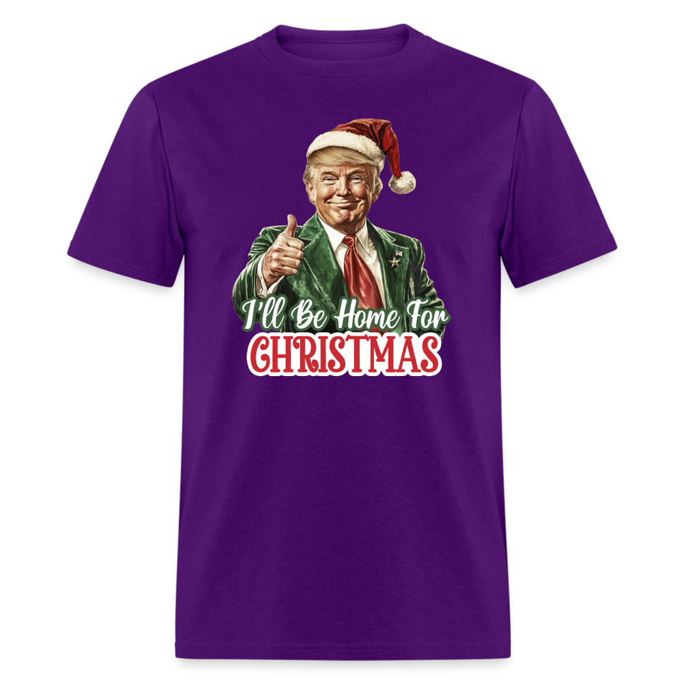 I'll be home for Christmas shirt Santa Trump Ugly Christmas T-shirt size S-6XL - purple