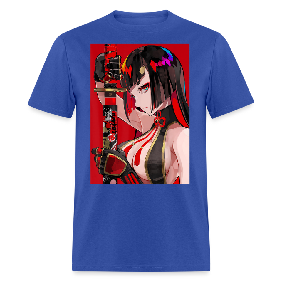 Anime Sexy Ecchi Girl shirt Samurai Waifu Japanese Aesthetic Otaku Kawaii TShirt - royal blue