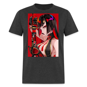 Anime Sexy Ecchi Girl shirt Samurai Waifu Japanese Aesthetic Otaku Kawaii TShirt - heather black