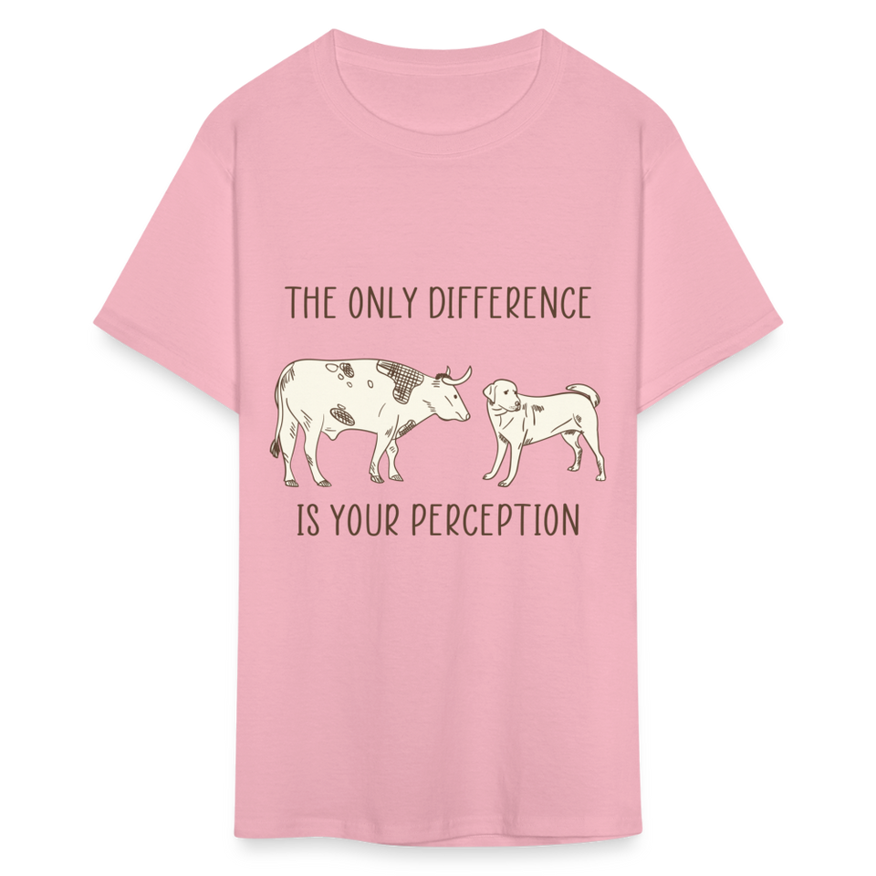 The only difference is your perception shirt Vegetarian T-Shirt size S-6XL - pink