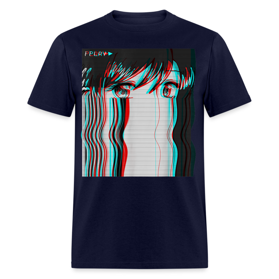 Vaporwave Aesthetic Sad Anime Girl Retro Eboy Egirl Harajuku T-Shirt - navy