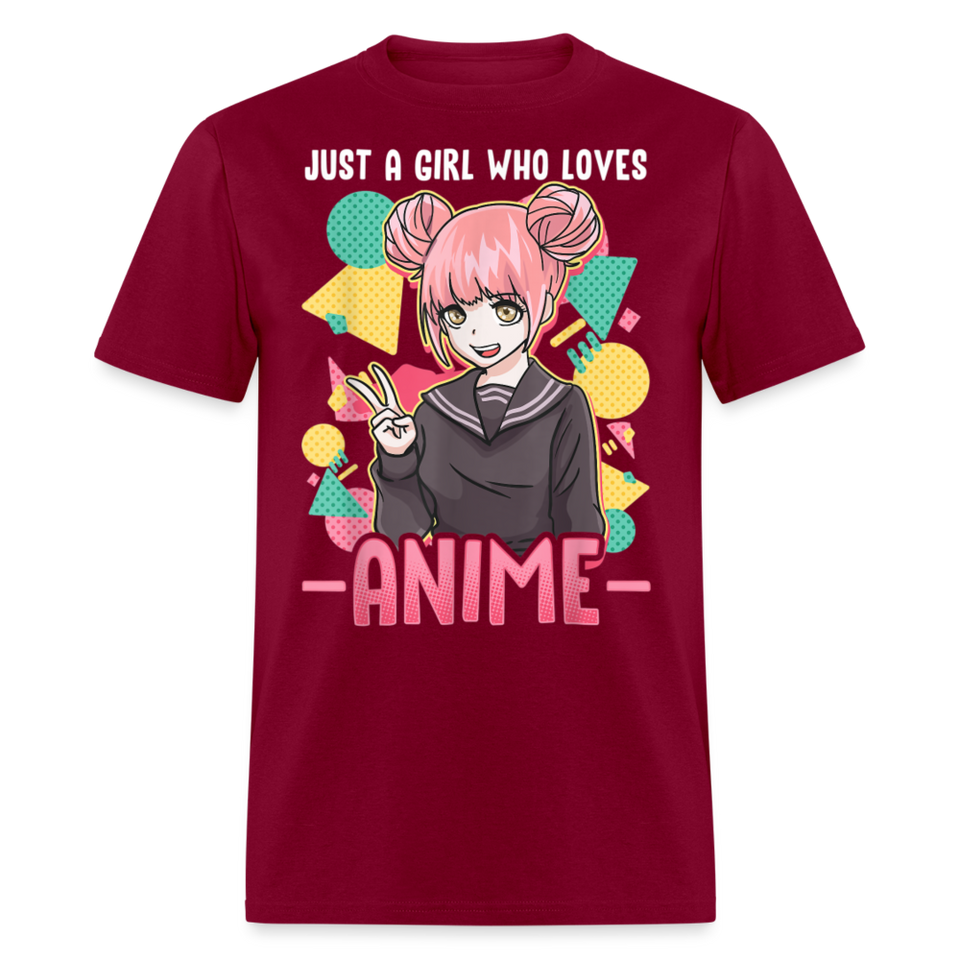 Just a Girl Who Loves Anime shirt Best Gift Cute Beautiful Anime Lovers T-Shirt - burgundy