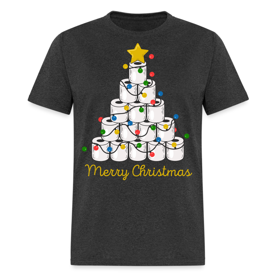 Funny Merry Quarantine Christmas Toilet Paper shirt Xmas Family T-Shirt - heather black