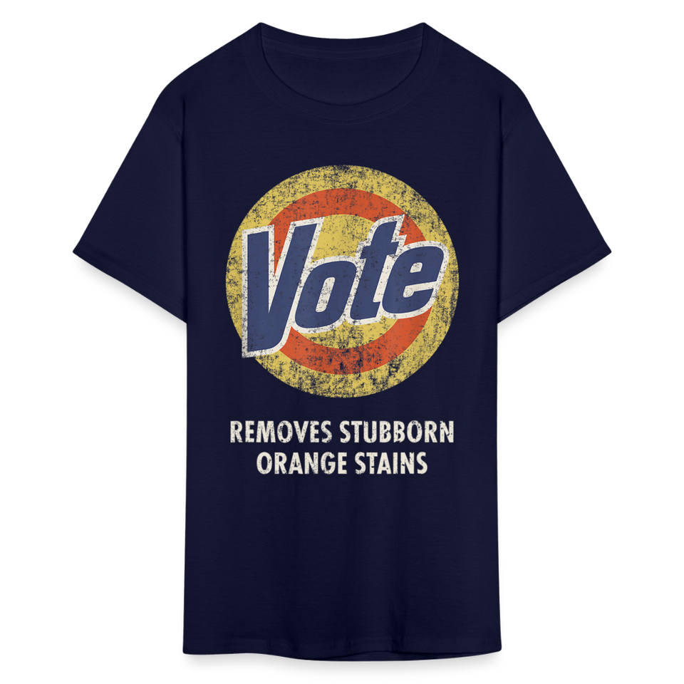 Anti-Trump Vote Shirt Removes Stubborn Orange Stains Funny Detergent T-Shirt - navy