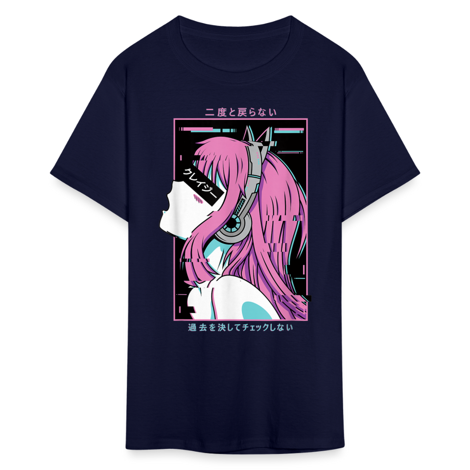 Sexy Ecchi Girl shirt Vaporwave Crazy Waifu Lewd Anime Girl T-Shirt Size S-6XL - navy