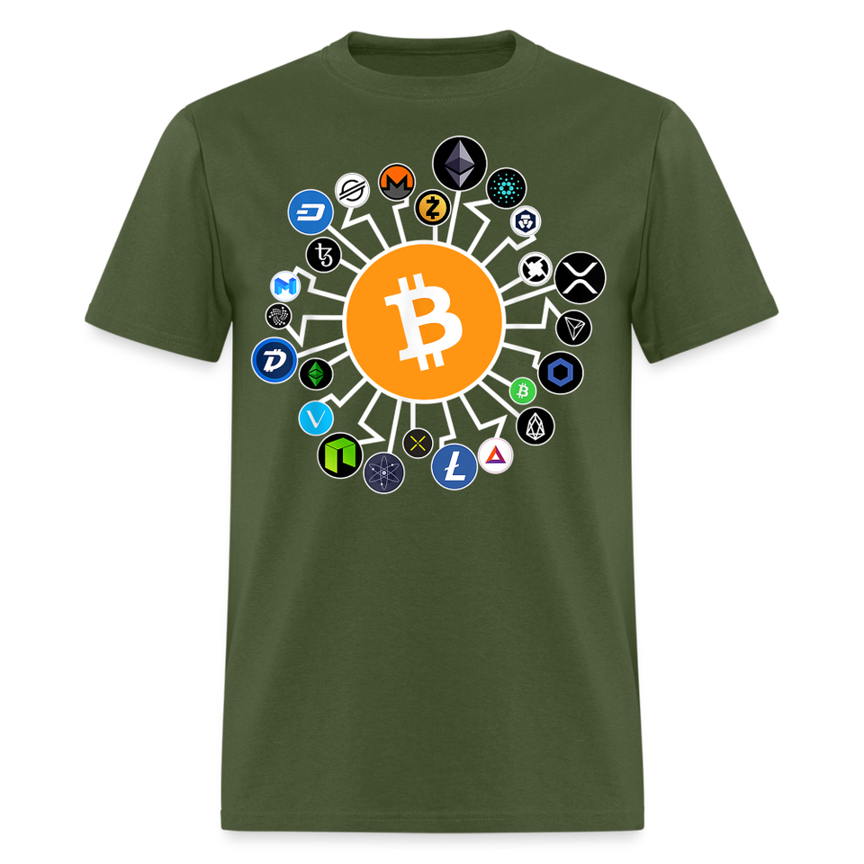 Bitcoin shirt BTC ETH LTC XMR Hodlers Decentralized Crypto Altcoin T-Shirt S-6XL - military green
