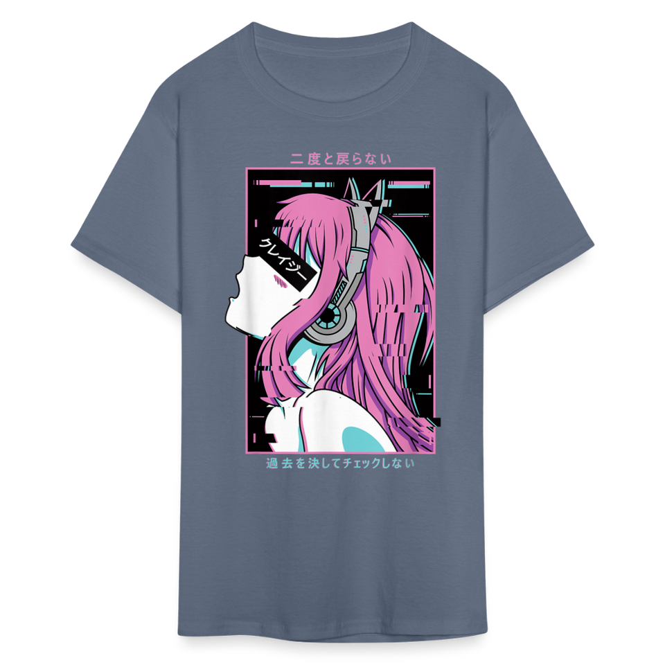 Sexy Ecchi Girl shirt Vaporwave Crazy Waifu Lewd Anime Girl T-Shirt Size S-6XL - denim