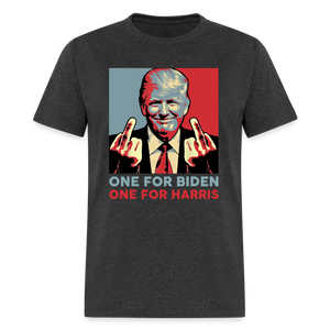 One for Biden One for Harris shirt Funny Trump Middle Finger Anti-Biden T-shirt - heather black