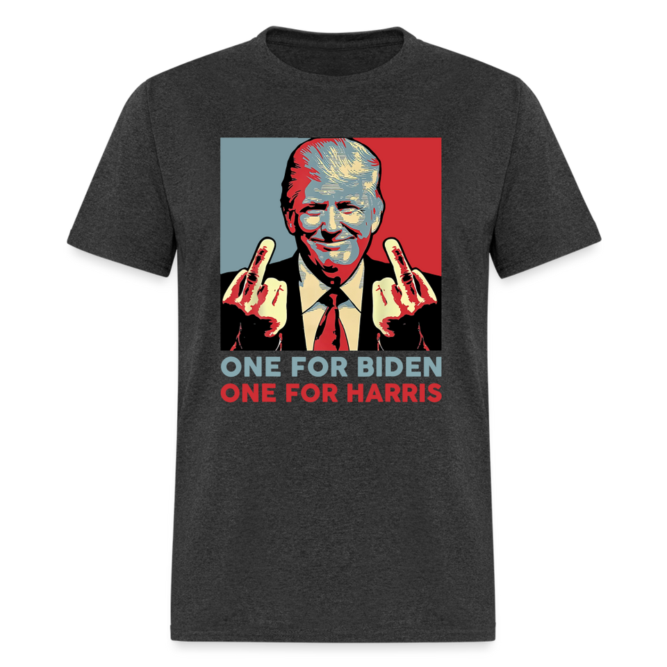 One for Biden One for Harris shirt Funny Trump Middle Finger Anti-Biden T-shirt - heather black