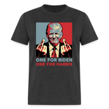 One for Biden One for Harris shirt Funny Trump Middle Finger Anti-Biden T-shirt - heather black