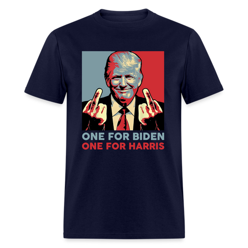 One for Biden One for Harris shirt Funny Trump Middle Finger Anti-Biden T-shirt - navy
