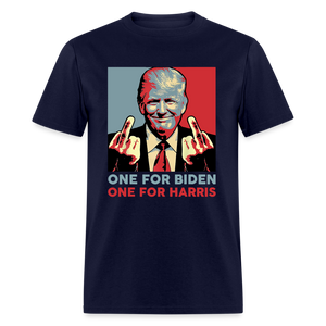 One for Biden One for Harris shirt Funny Trump Middle Finger Anti-Biden T-shirt - navy