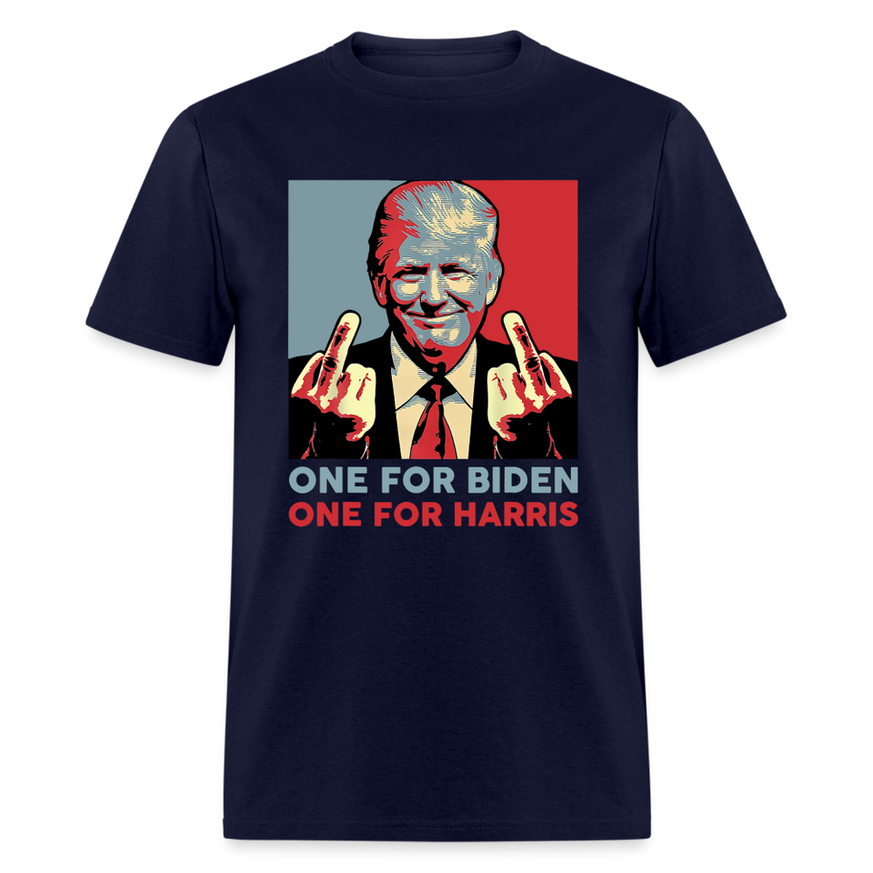 One for Biden One for Harris shirt Funny Trump Middle Finger Anti-Biden T-shirt - navy