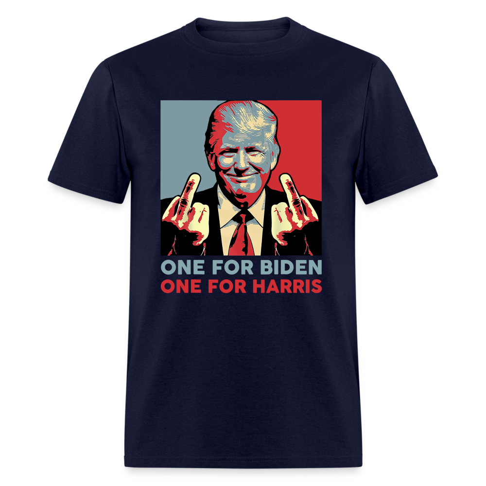 One for Biden One for Harris shirt Funny Trump Middle Finger Anti-Biden T-shirt - navy