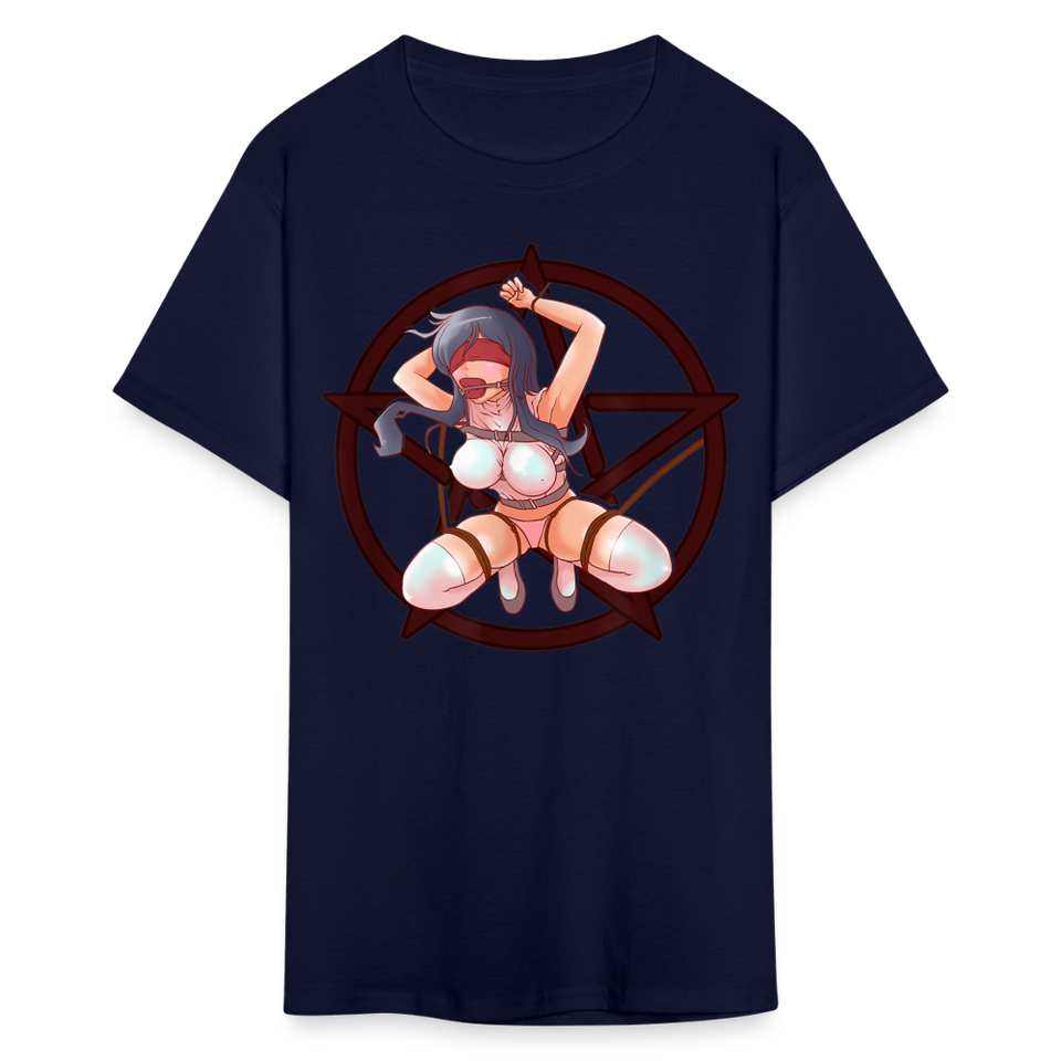 Anime Bondage BDSM shirt Manga Anime Waifu japanese Girl Ahegao T-Shirt - navy