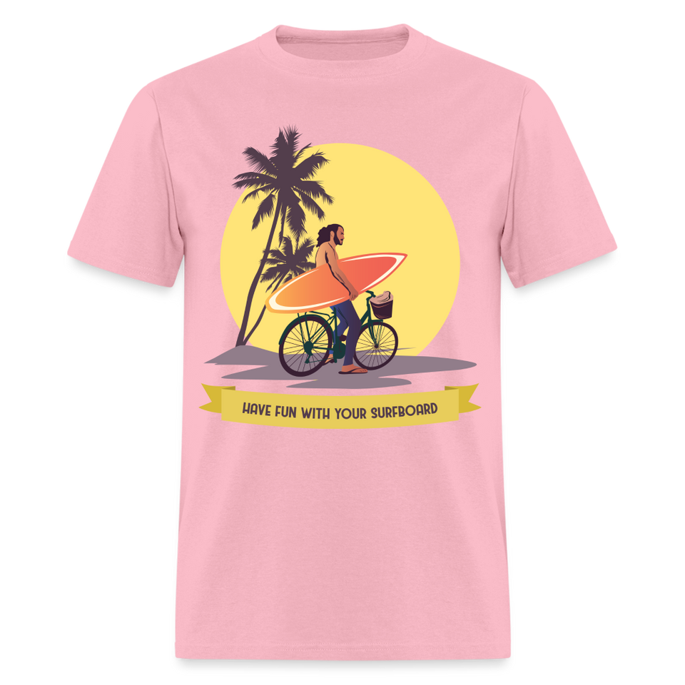 Have Fun with Your Surfboard shirt Surfing Summer Sunset T-Shirt Size S-6XL - pink