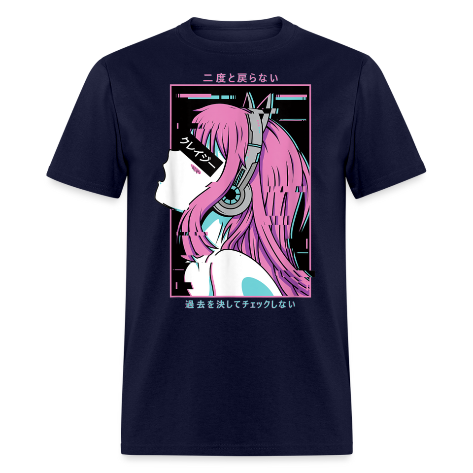 Sexy Ecchi Girl shirt Vaporwave Crazy Waifu Lewd Anime Girl T-Shirt Size S-6XL - navy