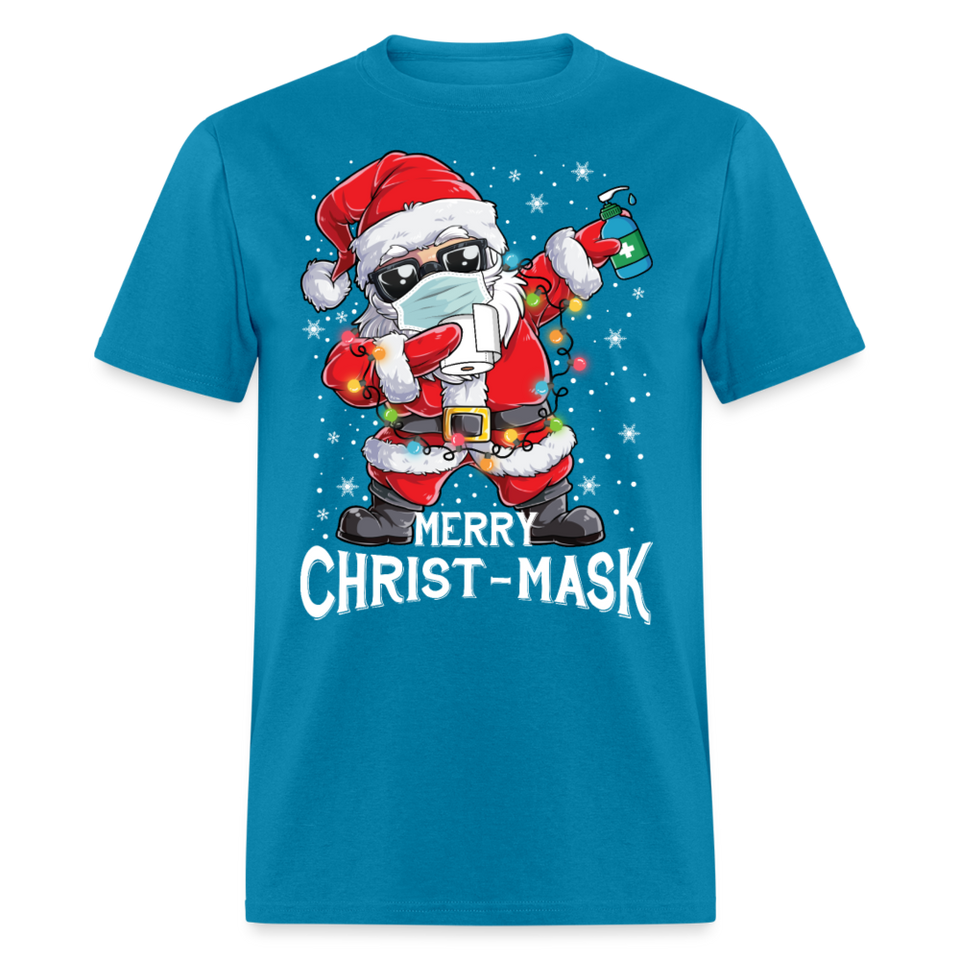 Merry Christmask Toilet Paper shirt Dabbing Santa Funny Christmas T-shirt S-6XL - turquoise