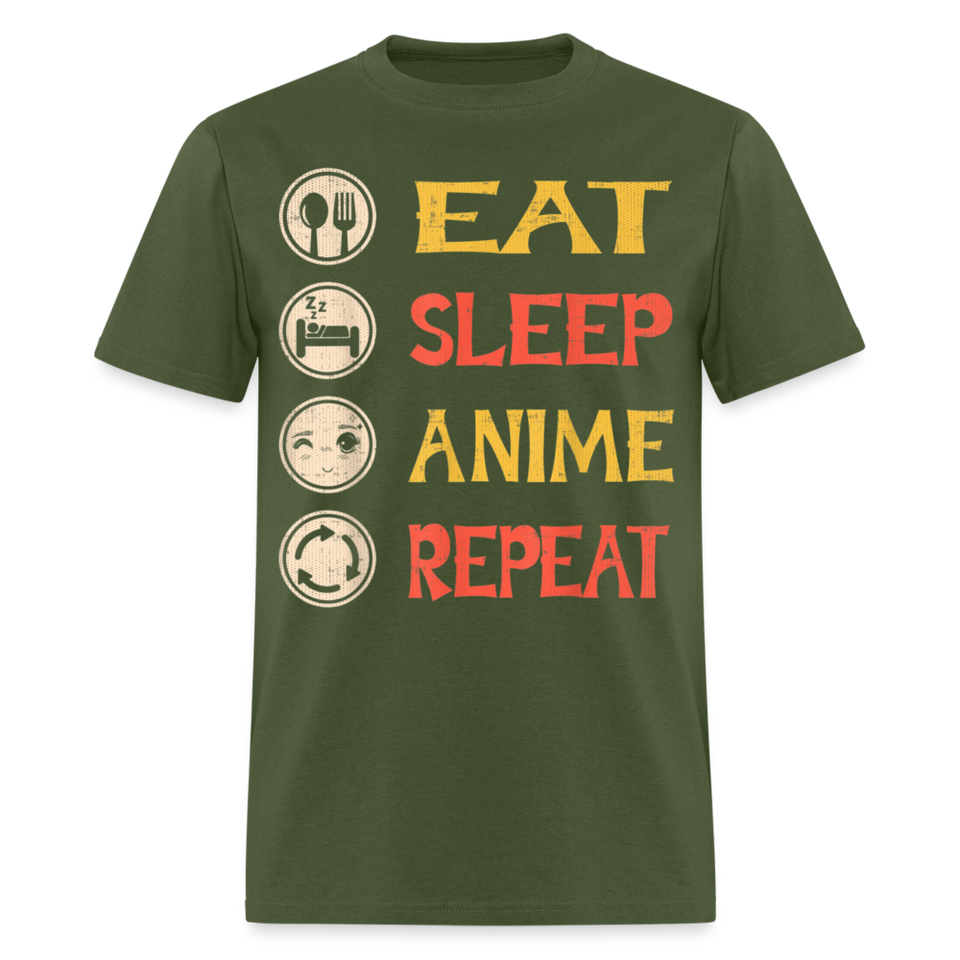 Eat Sleep Anime Repeat shirt Funny Anime Lovers T Shirt Gift T-Shirt size S-6XL - military green