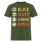 Eat Sleep Anime Repeat shirt Funny Anime Lovers T Shirt Gift T-Shirt size S-6XL - military green