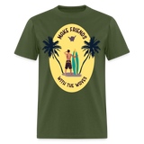 Make Friends with the Waves shirt Beach Surfing Lover T-Shirt Size S-6XL - military green