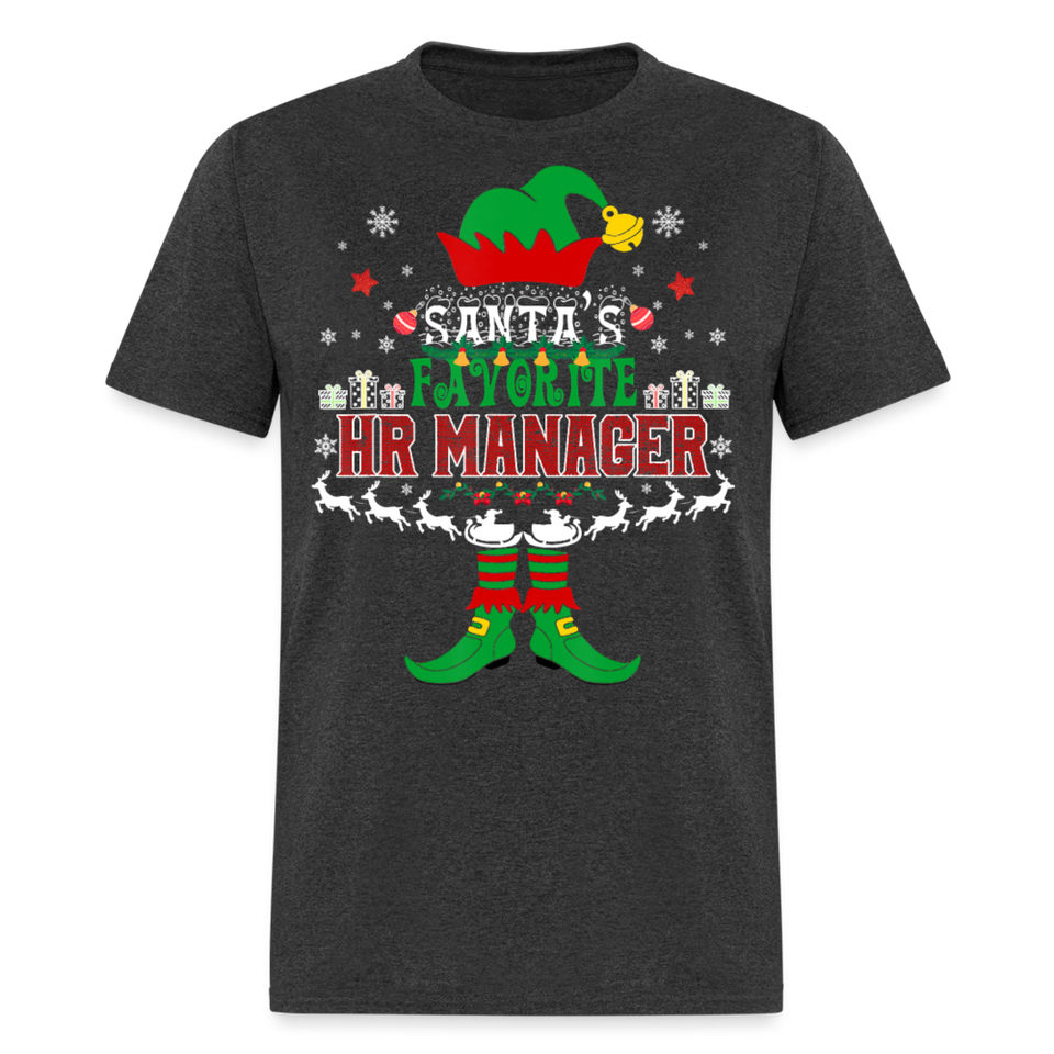 Santa's Favorite HR Manager Elf shirt Christmas human resources T-Shirt - heather black