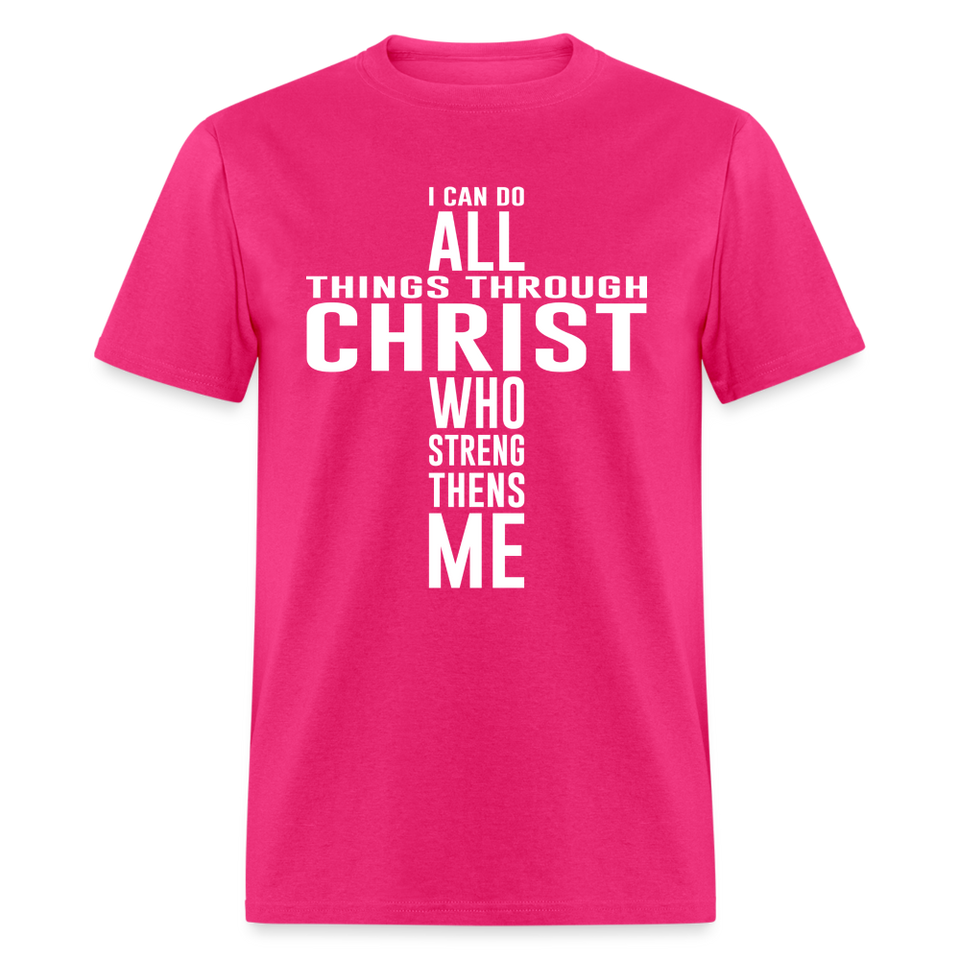 I can do all things through christ shirt Catholic Religious Lord Jesus T-Shirt - fuchsia