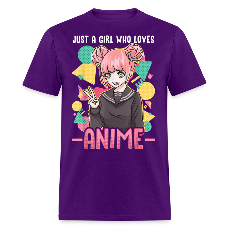 Just a Girl Who Loves Anime shirt Best Gift Cute Beautiful Anime Lovers T-Shirt - purple